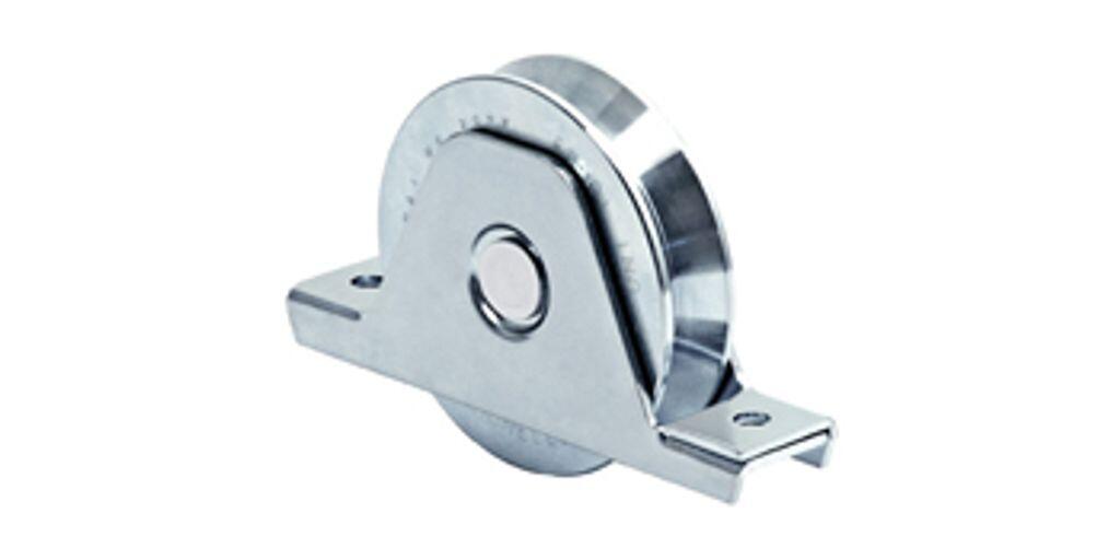 RZ-336V-90-C32. Rueda con soporte interior canal V de 90mm de 1 rodamiento soporta 300 Kg