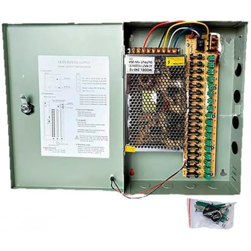 ZK-30A-18CH. Fuente de poder ZKTeco de 12 volt 30 amperes con 18 canales de conexión