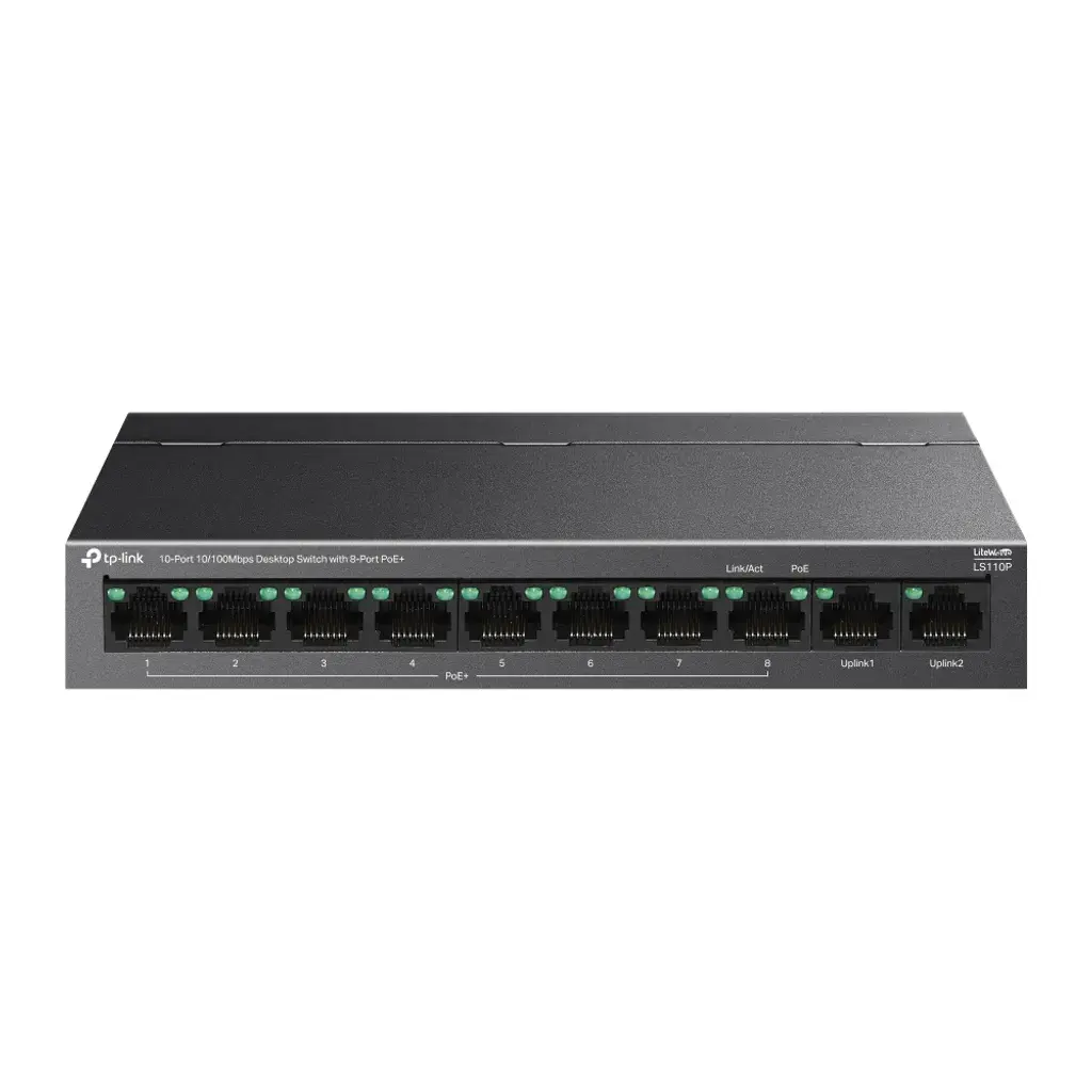 LS110P. Switch tp-link de 10 puertos 10/100Mbps switch de escritorios con 8 puertos PoE+