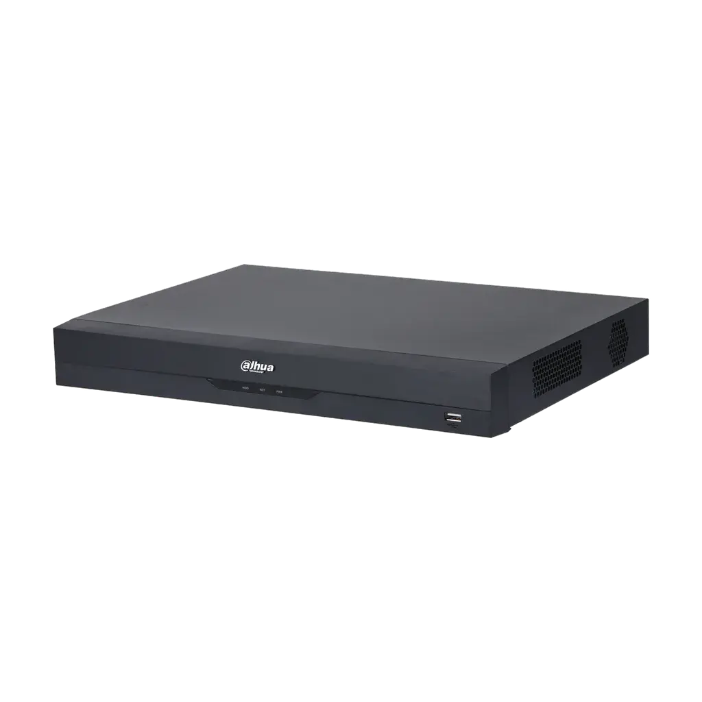DHI-NVR4216-EI. NVR Dahua de 16 Canales serie 4XXX WizSense soporta 2 HDD cámaras de hasta 16MP soporta analíticas por medio de las cámaras.