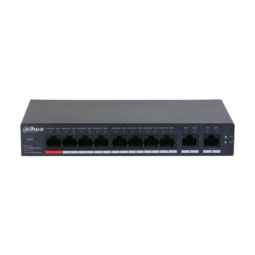 DH-CS4010-8ET2GT-110. Switch Cloud Dahua 8 Puertos Poe 110W 100Mbps 2x1Gbps Uplink Desktop