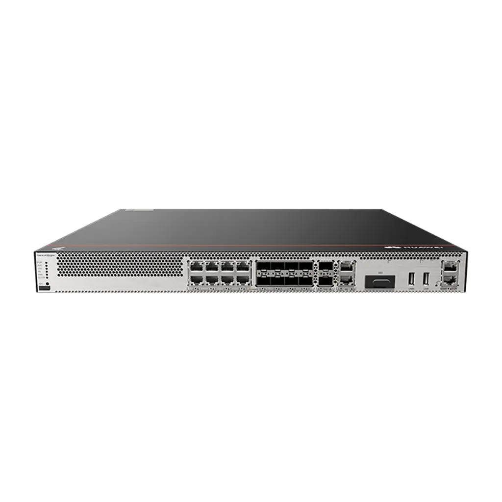 USG6000E-S13-AC. Firewall Huawei que incorpora 2 puertos Gigabit Ethernet RJ45, 8 puertos GE combo (RJ45/SFP) y 2 puertos 10 Gigabit SFP+, incluye fuente de Alimentación AC y SSL VPN para 100 usuarios