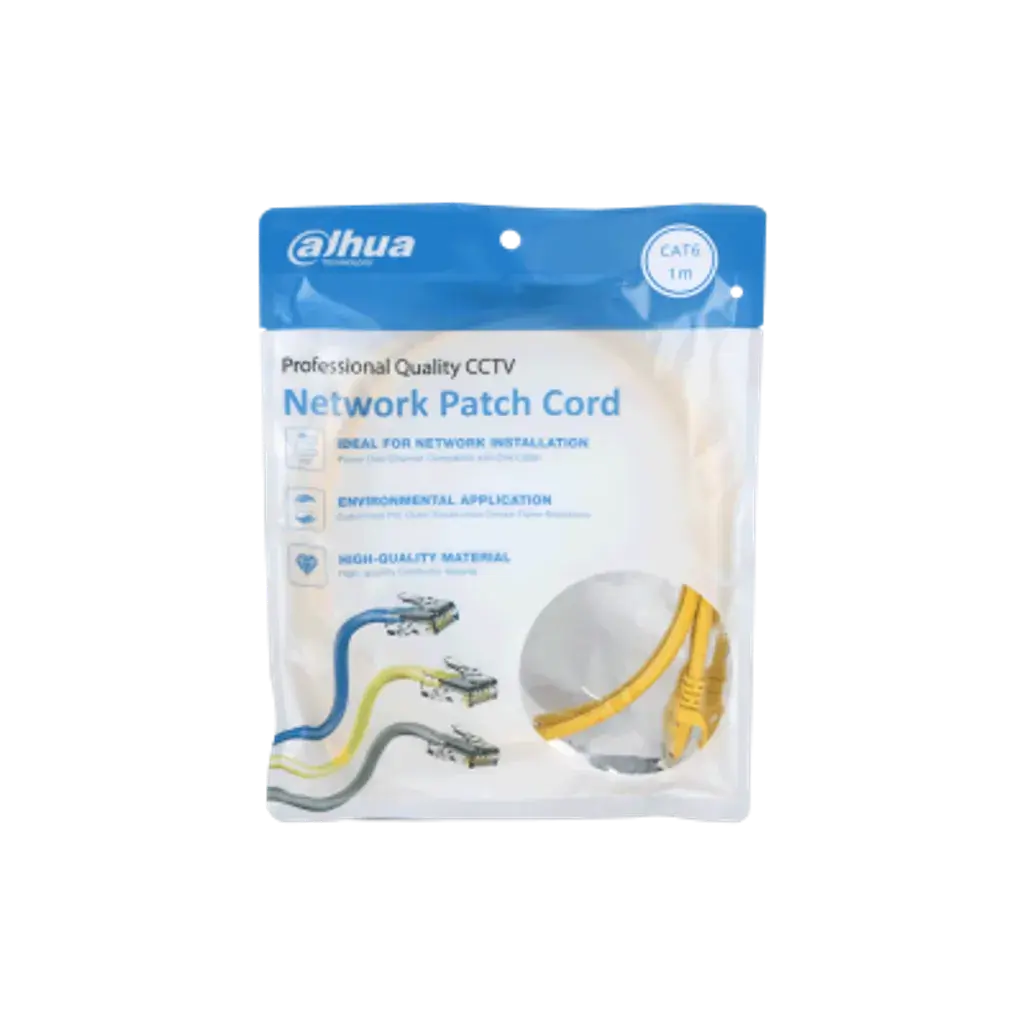 DH-PFM972-6U-1-yellow. Patch cord 1 metro Dahua categoría 6 de 24AWG COLOR AMARILLO