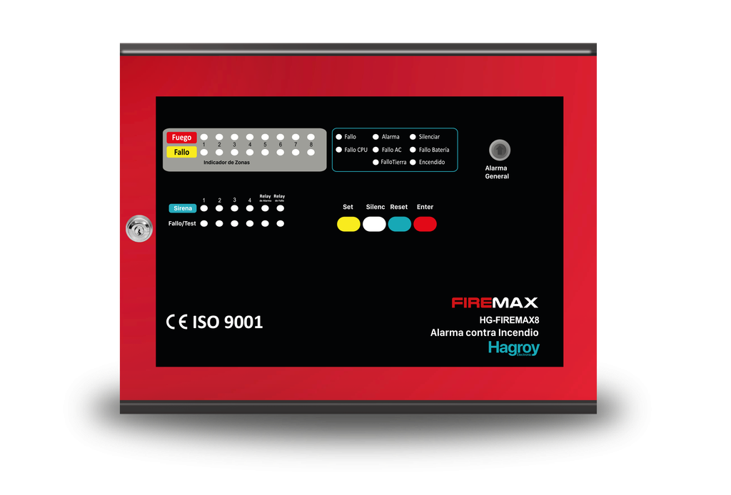 HG-FIREMAX8. Panel convencional de Incendio serie FireMax, 8 zonas supervisadas 4 salidas NAC certif