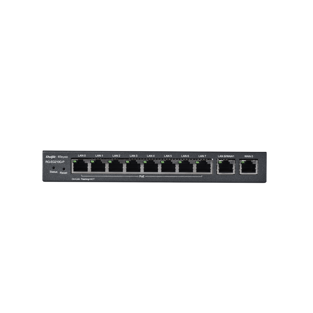 RG-EG210G-P. Router administrado por la Nube de REYEE 10 puertas 10/100/1000 Base-T 8 son PoE, 4 WAN