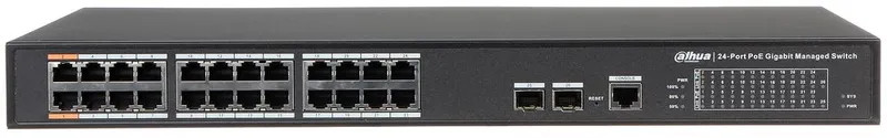 DH-PFS4226-24GT-240. Switch PoE 24 puertos 10/100/1000  2 Combo Gigabit/SFP Uplink 240W 802.3at admi