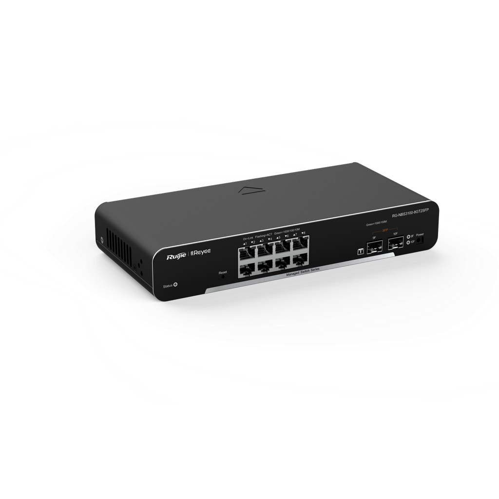 RG-NBS3100-8GT2SFP. Switch REYEE administrable por cloud 8 puertos Gigabit 2 Puertos SFP.