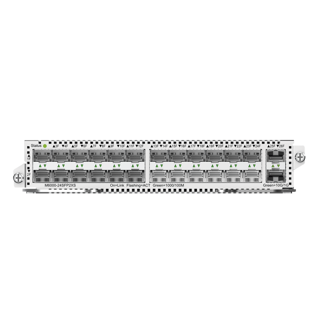 M6000-24SFP2XS. Slot Modular para NBS6002 con 24 puertos SFP 1Gbps + 2 Puertos SFP+ 10Gbps