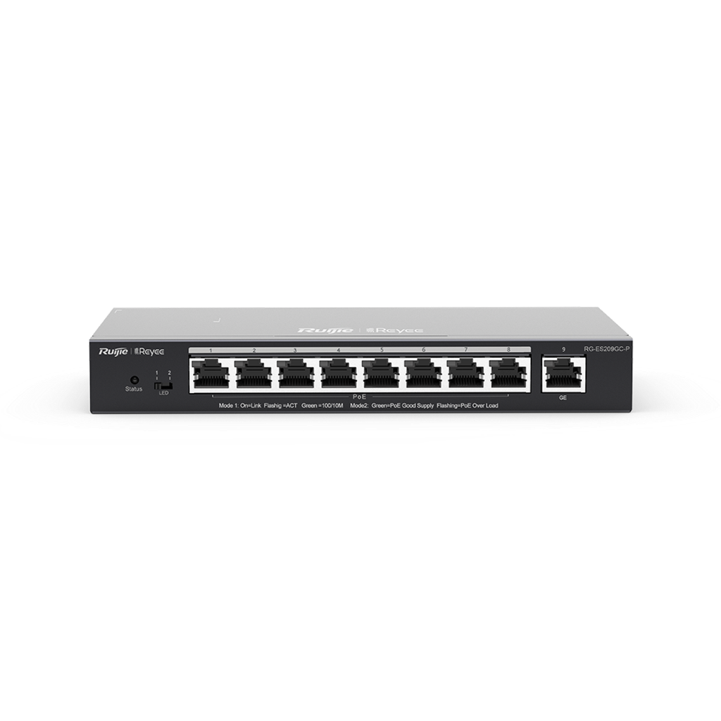 RG-ES209GC-P. Switch Smart Cloud REYEE 9 puertos 8 Poe 10/100/1000 Mbps 120W.